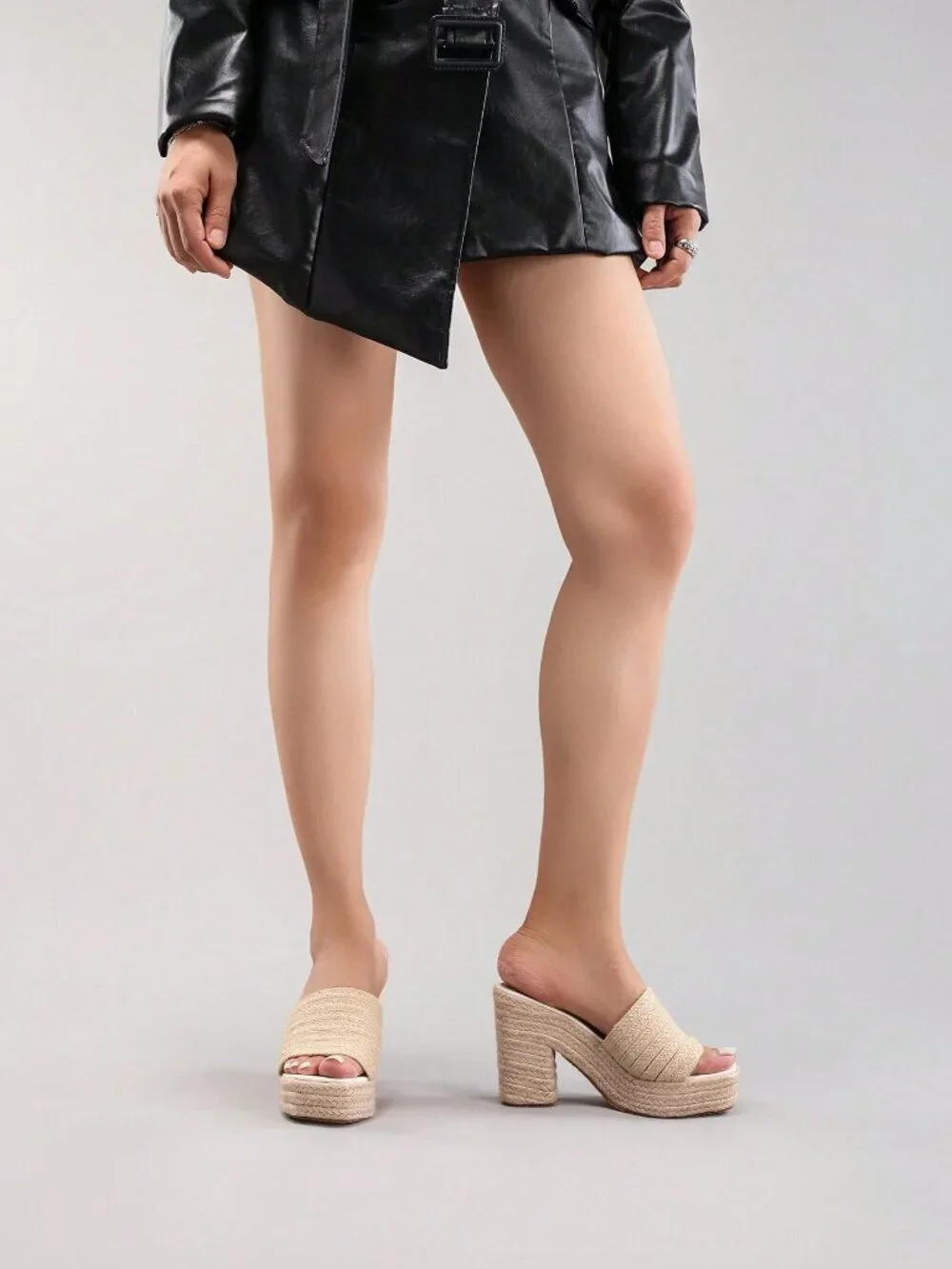 Apricot Wedge Platform Women's Open Toe Ankle Strap High Heel Sandals